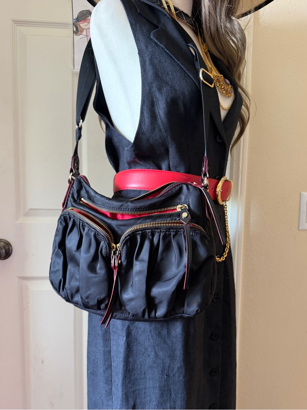 MZ WALLACE Black Nylon Shoulder Bag Crossbody